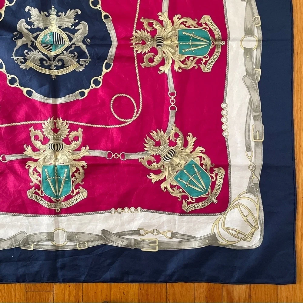 Hermes Scarf equestrian square horse bit Americana swords crest royalty rope